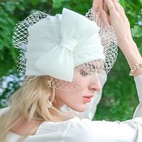 Hats Fiber Ice Silk Bucket Hat Floppy Hat Wedding Tea Party Elegant Simple Romantic With Bowknot Tulle Headpiece Headwear Lightinthebox - thumbnail