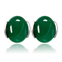 925 Sterling Silver Green Agate Earrings