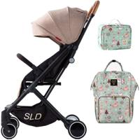 Teknum Travel Lite Stroller - Khaki And Sunveno Green Dream Diaper Bag And Clutch Combo CM_TKSN_YF001KHDPGDSCSGDS