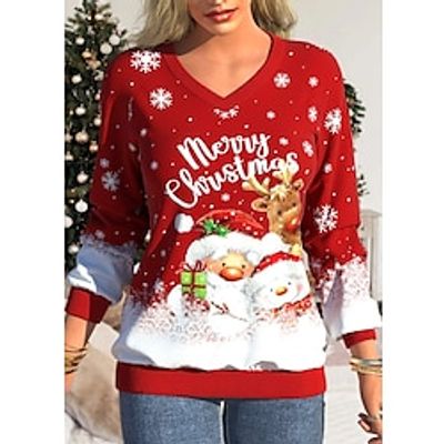 Ugly Christmas Sweatshirt Women's Sweatshirt Pullover Santa Claus Snowman Snowflake Sportswear Funny Festival Print Red Christmas Casual V Neck Long Sleeve Top Micro-elastic Fall Winter Lightinthebox Ugly Christmas Sweatshirt Women's Sweatshirt Pullover Santa Claus Snowman Snowflake Sportswear Funny Festival Print Red Christmas Casual V Neck Long Sleeve Top Micro-elastic Fall Winter Lightinthebox