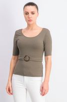 Womens Ribbed Blouse Olive Womens Ribbed Blouse Olive