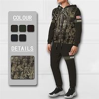 Men's Tracksuit Hoodies Set Full Zip Hoodie Blue Brown Green Coffee Gray Hooded Graphic Tree National Flag Zipper 2 Piece Print Sports  Outdoor Casual Sports 3D Print Basic Streetwear Designer Fall Lightinthebox - thumbnail