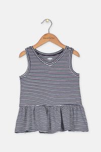 Girls Striped Ruffle-Hem Tunic Top  Navy/White
