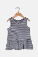 Girls Striped Ruffle-Hem Tunic Top  Navy/White - thumbnail