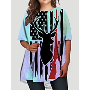 Women's Plus Size Dress T Shirt Dress Tee Dress Short Mini Dress Half Sleeve Graphic Flag Animal Print Basic Fall Spring Summer Blue XL XXL 3XL 4XL 5XL Lightinthebox