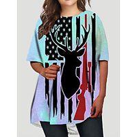 Women's Plus Size Dress T Shirt Dress Tee Dress Short Mini Dress Half Sleeve Graphic Flag Animal Print Basic Fall Spring Summer Blue XL XXL 3XL 4XL 5XL Lightinthebox - thumbnail