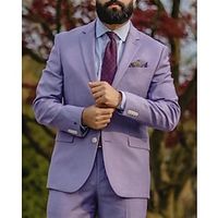 Lilac Men's Wedding Suits Solid Colored 2 Piece Daily Business Plus Size Single Breasted Two-buttons 2023 miniinthebox