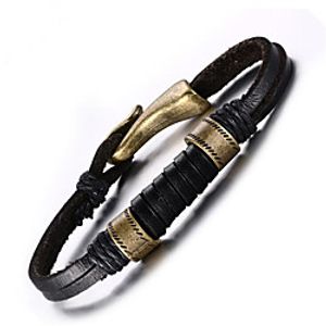 Men's Leather Bracelet Vintage Style Totem Series Stylish Titanium Steel Bracelet Jewelry Black For Anniversary Date Birthday Festival miniinthebox