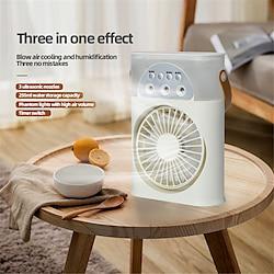 Solid Color Electric Fan Mini Air Conditioning and Refrigeration Spray USB Small Fan Rechargeable Humidifier Portable Student Dormitory Desktop Lightinthebox