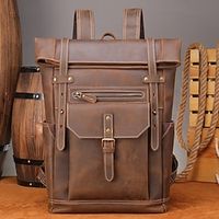 Vintage Men's First Layer Cowhide Backpack Crazy Horse Leather Backpack Outdoor Travel 15.6 Inch Computer Bag Lightinthebox