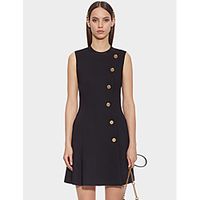 Women's Shift Dress Short Mini Dress Black Sleeveless Solid Color Zipper Summer Round Neck Casual 2021 S M L XL miniinthebox - thumbnail