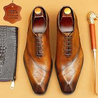 Men's Dress Shoes Leather Italian Full-Grain Cowhide Comfortable Slip Resistant Lace-up Black Brown Lightinthebox