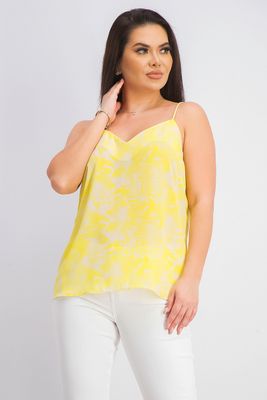Womens Floral Printed Camisole Beige/Neon Green Womens Floral Printed Camisole Beige/Neon Green