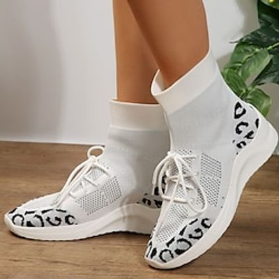 Women's Sneakers Boots White Shoes Flyknit Shoes Slip-on Sneakers Comfort Shoes Outdoor Daily Booties Ankle Boots Summer Flat Heel Wedge Heel Round Toe Casual Comfort Preppy Running Tennis Shoes Lightinthebox
