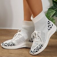 Women's Sneakers Boots White Shoes Flyknit Shoes Slip-on Sneakers Comfort Shoes Outdoor Daily Booties Ankle Boots Summer Flat Heel Wedge Heel Round Toe Casual Comfort Preppy Running Tennis Shoes Lightinthebox - thumbnail