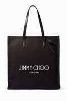 Logo Tote Bag in Canvas with Leather Handles - thumbnail