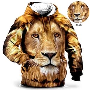 Men's Plus Size Pullover Hoodie Sweatshirt Big and Tall Animal Hooded Long Sleeve Spring   Fall Fashion Streetwear Basic Comfortable Daily Wear Vacation Tops miniinthebox