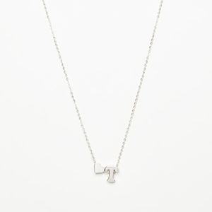 Sentiments Necklace with Alphabet T and Heart Charm