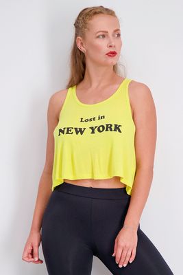 Womens Graphic Cropp Top Yellow Womens Graphic Cropp Top Yellow