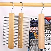 1pc Space Saving Wooden Necktie and Belt Hanger with 20 Hooks and Non-Slip Clips - Organize and Display Your Accessories with Ease miniinthebox - thumbnail