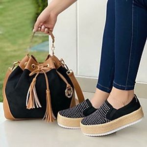 Women's Loafers  Slip-Ons Round Toe Canvas Solid Colored Yellow Red Blue miniinthebox
