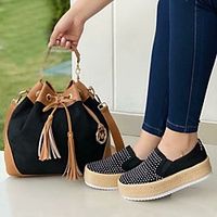 Women's Loafers  Slip-Ons Round Toe Canvas Solid Colored Yellow Red Blue miniinthebox - thumbnail