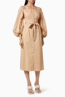 Caspian Midi Dress in Cotton Poplin - thumbnail