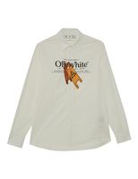 Printed Long Sleeve Shirt - White - thumbnail