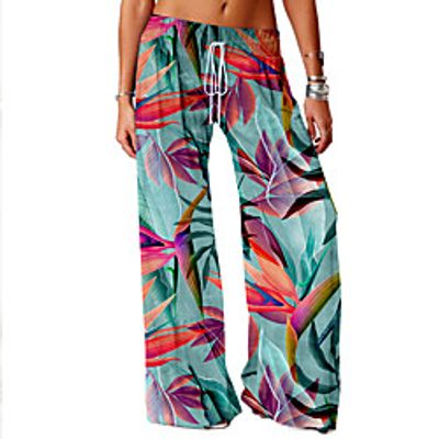 Women's Basic Soft Comfort Daily Home Chinos Pants Flower / Floral Graphic Prints Full Length Elastic Drawstring Design Print Red Green miniinthebox Women's Basic Soft Comfort Daily Home Chinos Pants Flower / Floral Graphic Prints Full Length Elastic Drawstring Design Print Red Green miniinthebox