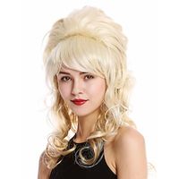 Lady Wig Baroque 60s Beehive Retro Bun Curly Long Bright Blond Mix Pop Singer miniinthebox