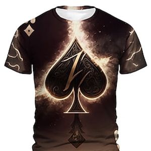 Graphic Poker Daily Designer Retro Vintage Men's 3D Print T shirt Tee Sports Outdoor Holiday Going out T shirt Purple Brown Green Short Sleeve Crew Neck Shirt Spring  Summer Clothing Apparel S M L Lightinthebox