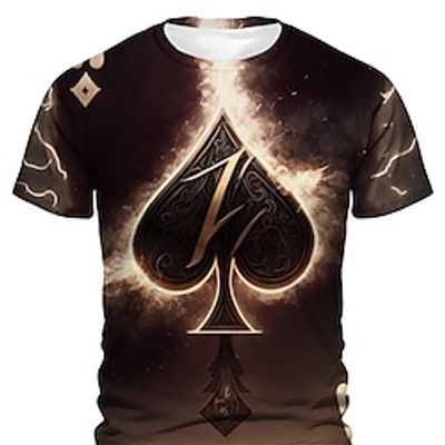 Graphic Poker Daily Designer Retro Vintage Men's 3D Print T shirt Tee Sports Outdoor Holiday Going out T shirt Purple Brown Green Short Sleeve Crew Neck Shirt Spring  Summer Clothing Apparel S M L Lightinthebox