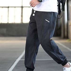 Men's Joggers Trousers Casual Pants Pocket Drawstring Elastic Waist Letter Comfort Breathable Full Length Daily Going out Streetwear Fashion Chic  Modern Blue Grey Micro-elastic Lightinthebox