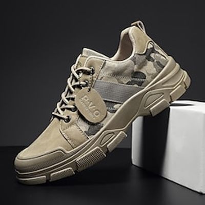 Men's Sneakers Retro Walking Casual Daily Leather Comfortable Booties  Ankle Boots Loafer Black Khaki Gray Spring Fall Lightinthebox