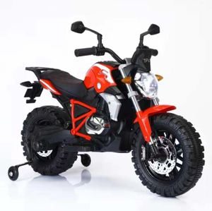 Megastar Ride On 12 V Crossover Electric Motorbike With Training Wheels - Red (UAE Delivery Only)