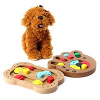 Pet Dog Cat Game IQ Training Toy Wooden Interactive Food Dispensing Puzzle Plate