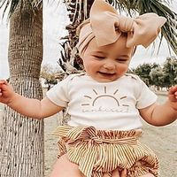 Baby Girls' Clothing Set Active White Striped Print Short Sleeve Regular / Summer miniinthebox - thumbnail