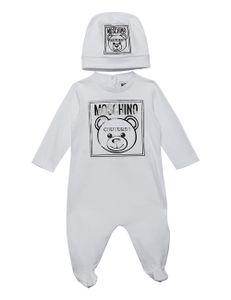 Teddy Bear Logo Romper and Hat - White