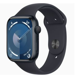 Apple Watch Series 9 GPS, 45mm, Midnight Aluminum Case With Midnight Sport Band Tracker, Blood Oxygen & ECG Apps, Always-On Retina Display, Water Resistant - MR9C3