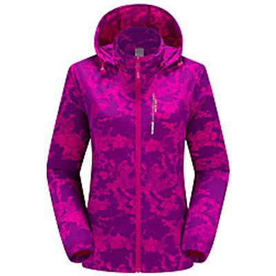 Women's Hiking Windbreaker Hoodie Jacket Hiking Skin Jacket Summer Outdoor Waterproof UV Sun Protection Windproof Quick Dry Outerwear Coat Top Hunting Fishing Climbing Purple Luo Girl 1969 Fuchsia Lightinthebox