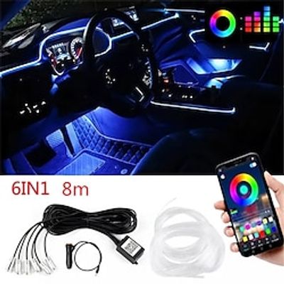6in1 5in1 Neon Car LED Interior Lights RGB Ambient Light Fiber Optic Kit With APP Wireless Control LED Auto Atmosphere Decorative Lamp Lightinthebox