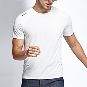 Men's T shirt Hiking Tee shirt Short Sleeve Crew Neck Tee Tshirt Top Outdoor Ultra Light (UL) Quick Dry Lightweight Breathable Autumn  Fall Spring Summer Chinlon Elastane Solid Color White Black Lightinthebox