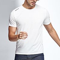 Men's T shirt Hiking Tee shirt Short Sleeve Crew Neck Tee Tshirt Top Outdoor Ultra Light (UL) Quick Dry Lightweight Breathable Autumn  Fall Spring Summer Chinlon Elastane Solid Color White Black Lightinthebox - thumbnail