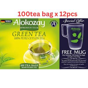 Alokozay Green Tea - 100 Enveloped Tea Bags + Mug X Pack Of 12