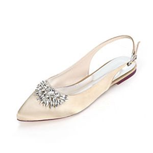 Women's Wedding Shoes Flat Heel Pointed Toe Satin Rhinestone Solid Colored White Purple Red Lightinthebox