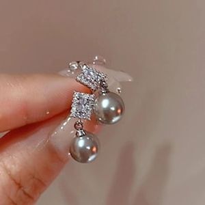 Pearl Drop Earrings Fine Jewelry Classic Precious Stylish Simple Earrings Jewelry Silver For Wedding Party 1 Pair Lightinthebox