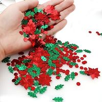 1 Pack, 0.53oz Mixed Color Plastic Christmas Decorations Green Leaves Red Flower Confetti Tin Foil Sequins Christmas Gifts Table Decorations Lightinthebox - thumbnail