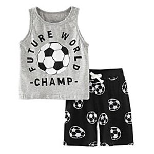 Kids Boys' Clothing Set 2 Pieces Sleeveless Gray Print Graphic Letter Print Indoor Outdoor Casual Daily Regular 2-8 Years miniinthebox