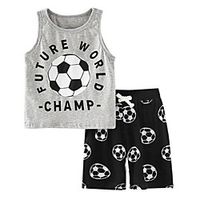 Kids Boys' Clothing Set 2 Pieces Sleeveless Gray Print Graphic Letter Print Indoor Outdoor Casual Daily Regular 2-8 Years miniinthebox - thumbnail