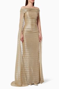 Off-Shoulder Gown in Jersey Voile